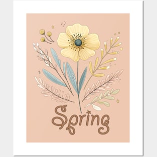 Spring design with boho wild flower Posters and Art